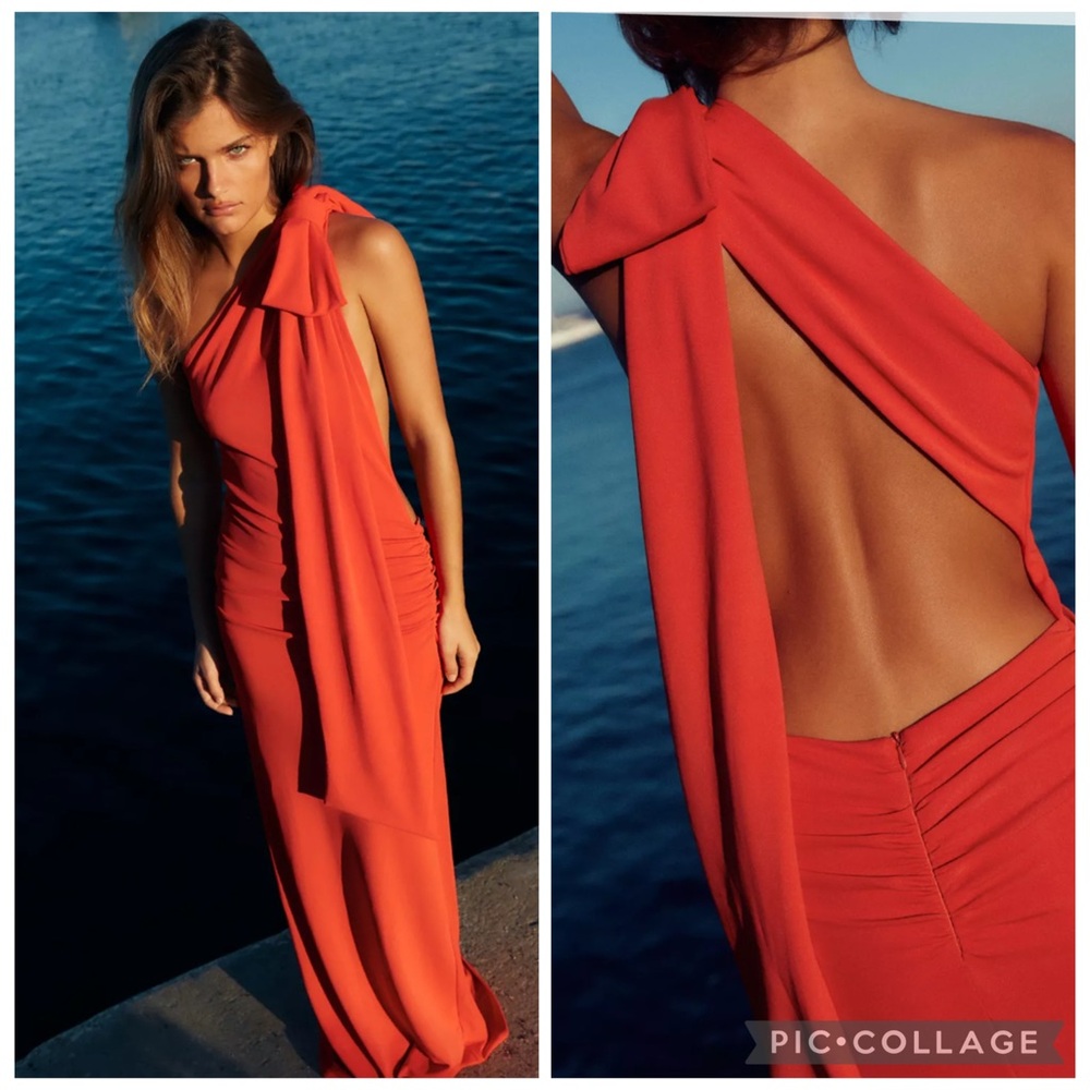 Zara NWT open back maxi dress orange 3152/208